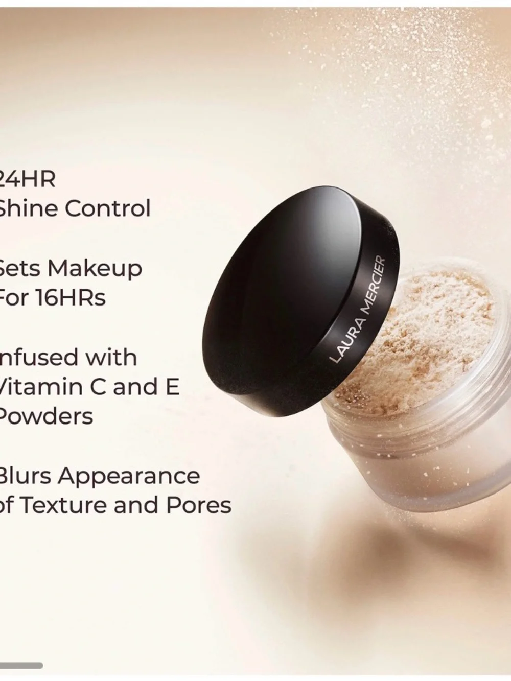 laura mercier Translucent Loose Setting Powder - Beige Jar with Black Lid